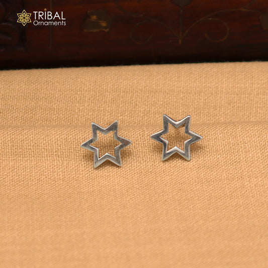925 sterling silver star design stud earring best unisex jewelry er293