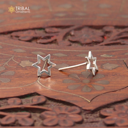 925 sterling silver star design stud earring best unisex jewelry er293