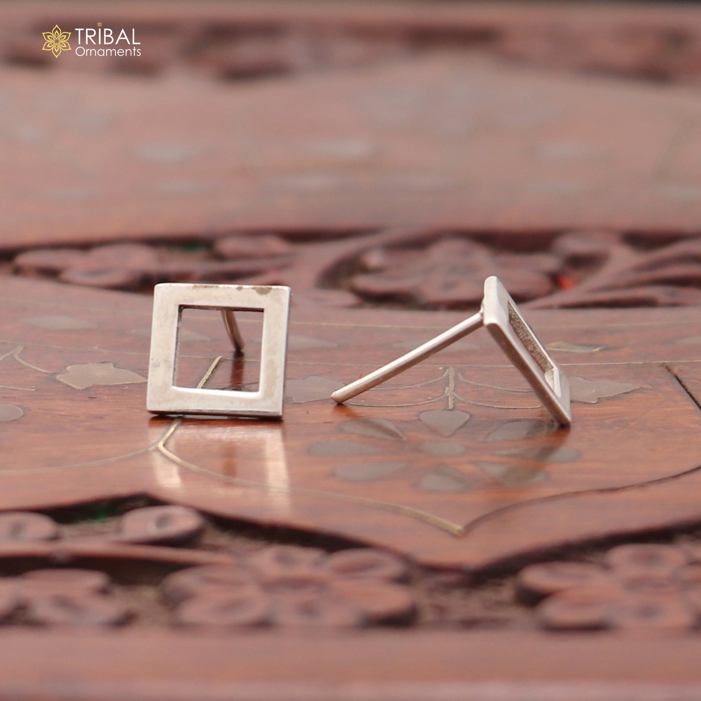 925 sterling silver square style stud earring best unisex jewelry er299