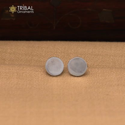 925 sterling silver Round coin style stud earring best unisex jewelry er296