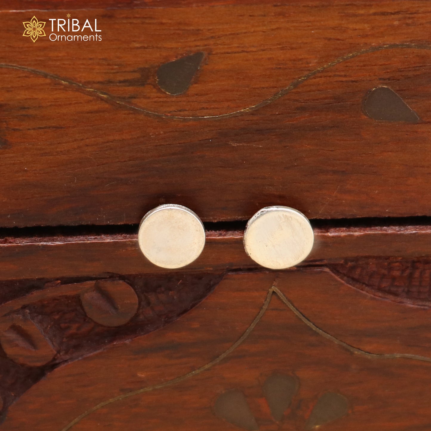 925 sterling silver Round coin style stud earring best unisex jewelry er296