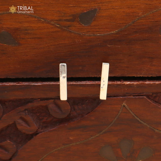 925 sterling silver Thick bar stud earring best unisex jewelry er300