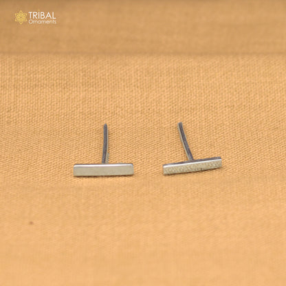 925 sterling silver Thick bar stud earring best unisex jewelry er300