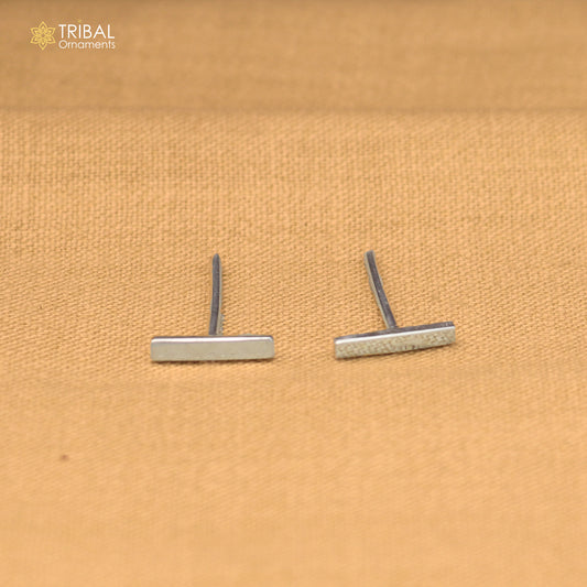 925 sterling silver Thick bar stud earring best unisex jewelry er300