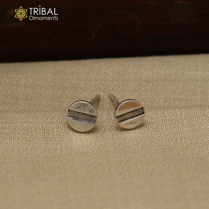 925 sterling silver Round screw style stud earring best unisex jewelry er297