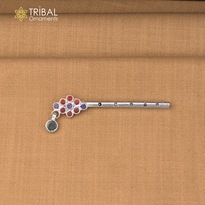 925 sterling silver stone design bansuri laddu Gopala flute, Krishna flute su1408