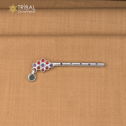 925 sterling silver stone design bansuri laddu Gopala flute, Krishna flute su1408