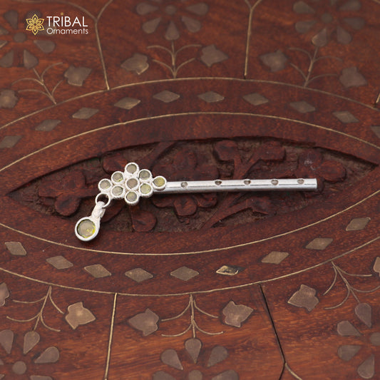 925 sterling silver stone design bansuri laddu Gopala flute, Krishna flute su1410