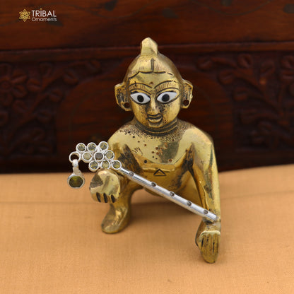 925 sterling silver stone design bansuri laddu Gopala flute, Krishna flute su1410