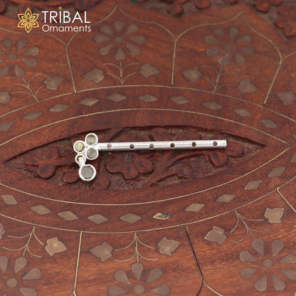 925 sterling silver stone design bansuri laddu Gopala flute, Krishna flute su1411