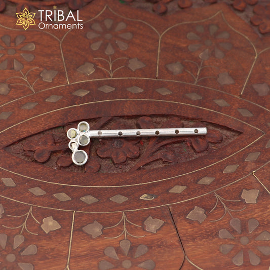 925 sterling silver stone design bansuri laddu Gopala flute, Krishna flute su1411