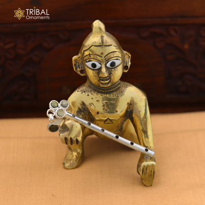 925 sterling silver stone design bansuri laddu Gopala flute, Krishna flute su1411