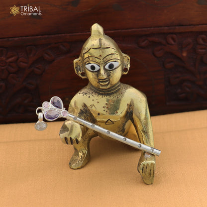 925 sterling silver stone design bansuri laddu Gopala flute, Krishna flute su1412