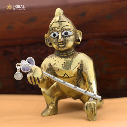 925 sterling silver stone design bansuri laddu Gopala flute, Krishna flute su1412