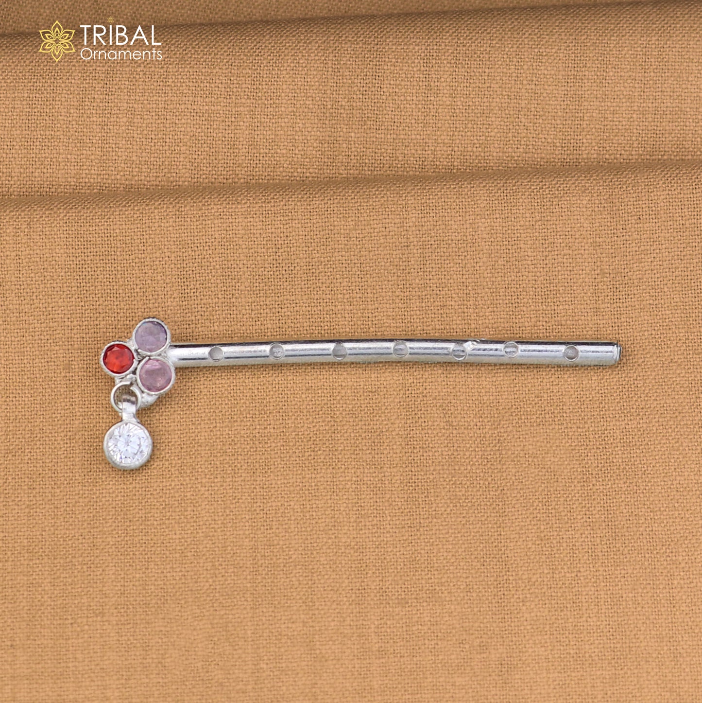 925 sterling silver stone design bansuri laddu Gopala flute, Krishna flute su1413