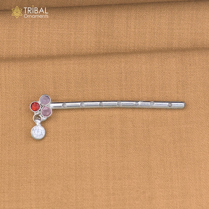 925 sterling silver stone design bansuri laddu Gopala flute, Krishna flute su1413