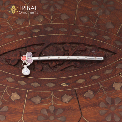 925 sterling silver stone design bansuri laddu Gopala flute, Krishna flute su1413