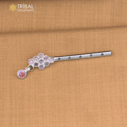 925 sterling silver stone design bansuri laddu Gopala flute, Krishna flute su1414