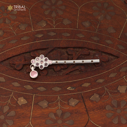 925 sterling silver stone design bansuri laddu Gopala flute, Krishna flute su1414