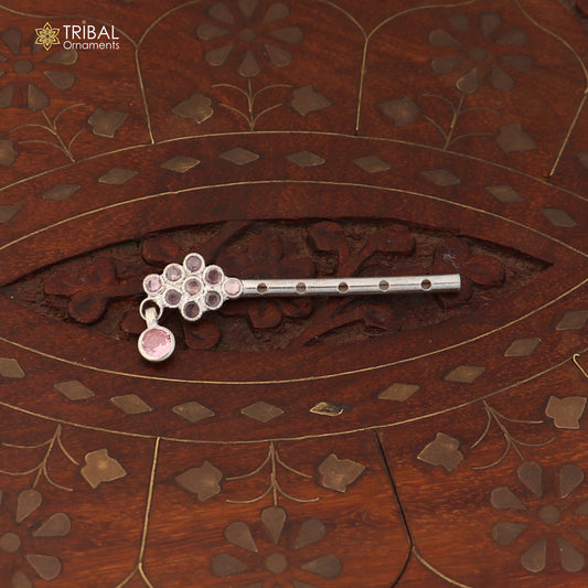 925 sterling silver stone design bansuri laddu Gopala flute, Krishna flute su1414