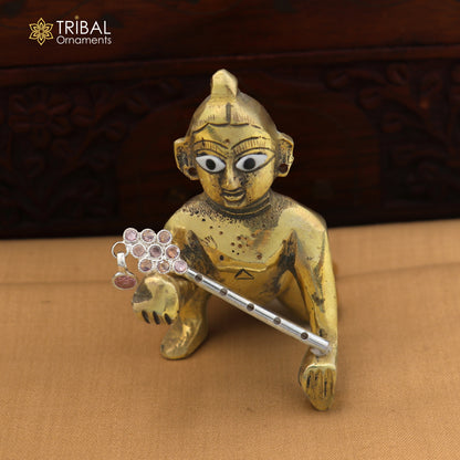 925 sterling silver stone design bansuri laddu Gopala flute, Krishna flute su1414