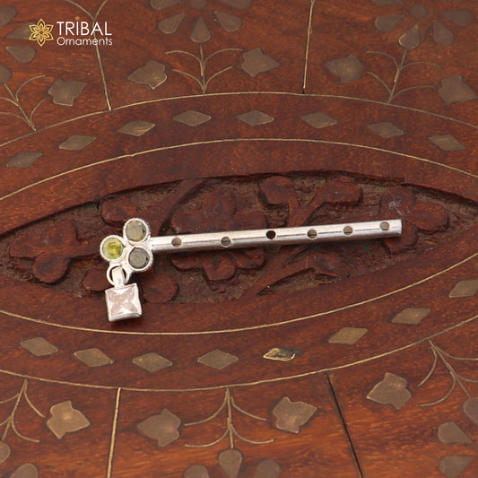 925 sterling silver stone design bansuri laddu Gopala flute, Krishna flute su1415