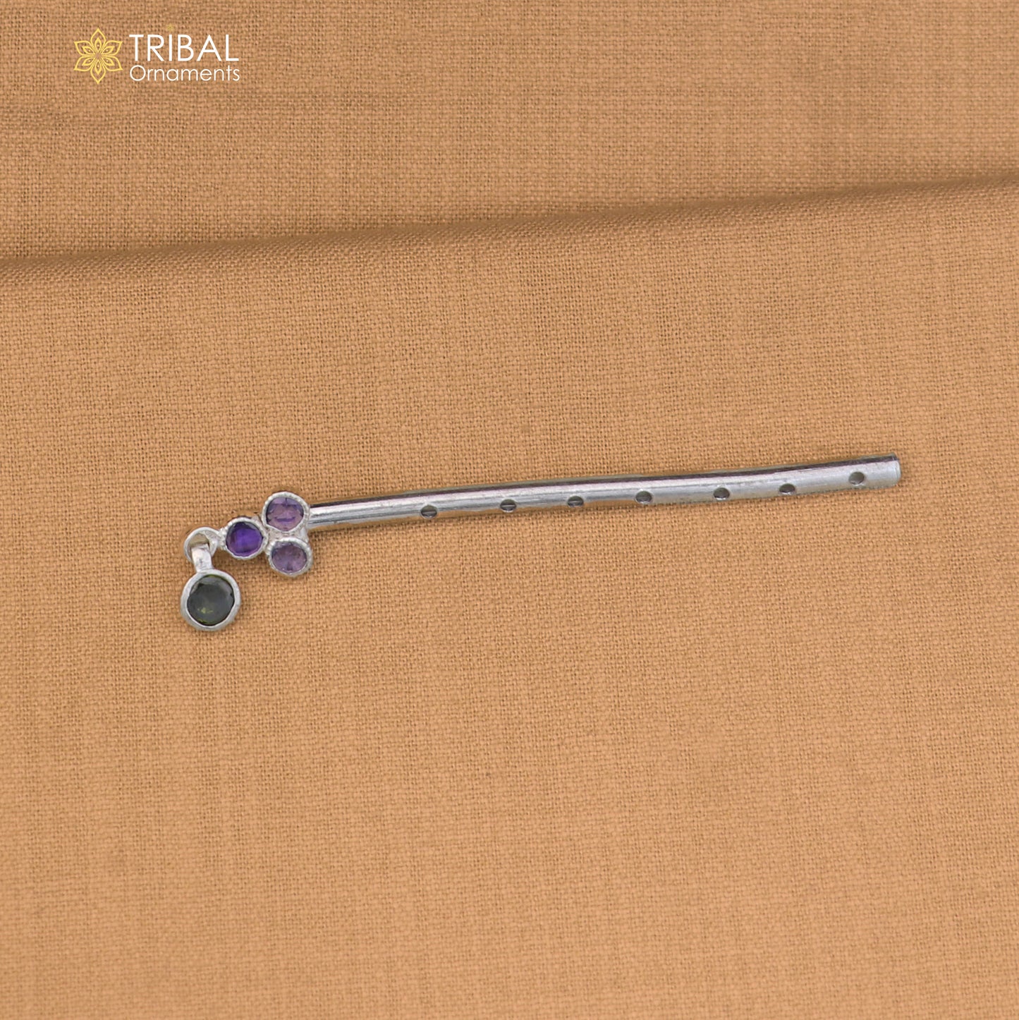 925 sterling silver stone design bansuri laddu Gopala flute, Krishna flute su1418