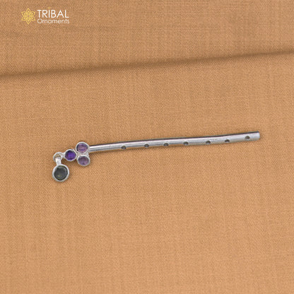 925 sterling silver stone design bansuri laddu Gopala flute, Krishna flute su1418