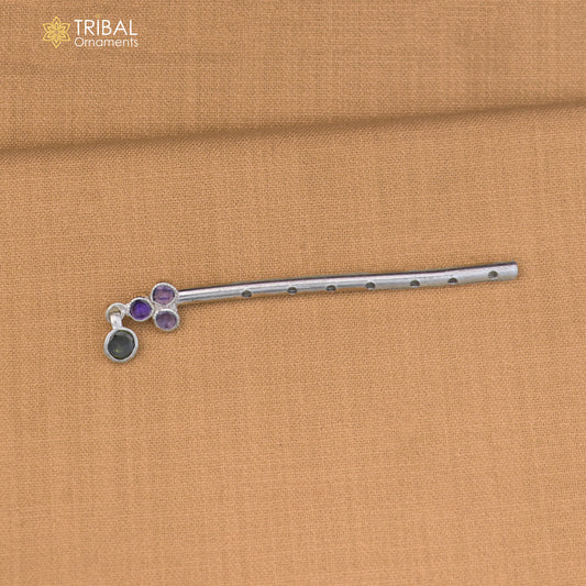 925 sterling silver stone design bansuri laddu Gopala flute, Krishna flute su1418