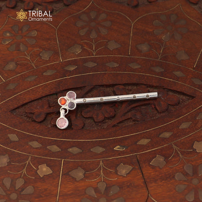 925 sterling silver stone design bansuri laddu Gopala flute, Krishna flute su1420