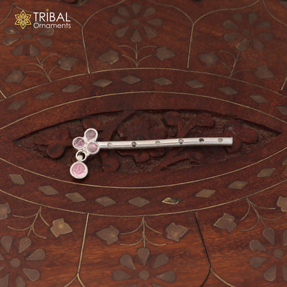 925 sterling silver stone design bansuri laddu Gopala flute, Krishna flute su1425