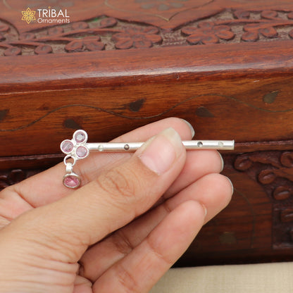 925 sterling silver stone design bansuri laddu Gopala flute, Krishna flute su1425