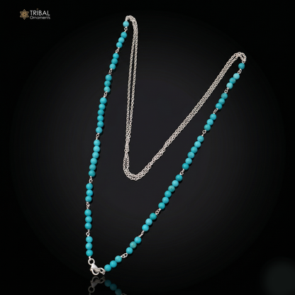 925 sterling silver turquoise stone cuban link chain Women Stylish Sunglass Eyeglass Cord mask chain ch659