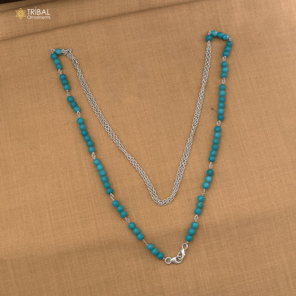 925 sterling silver turquoise stone cuban link chain Women Stylish Sunglass Eyeglass Cord mask chain ch659