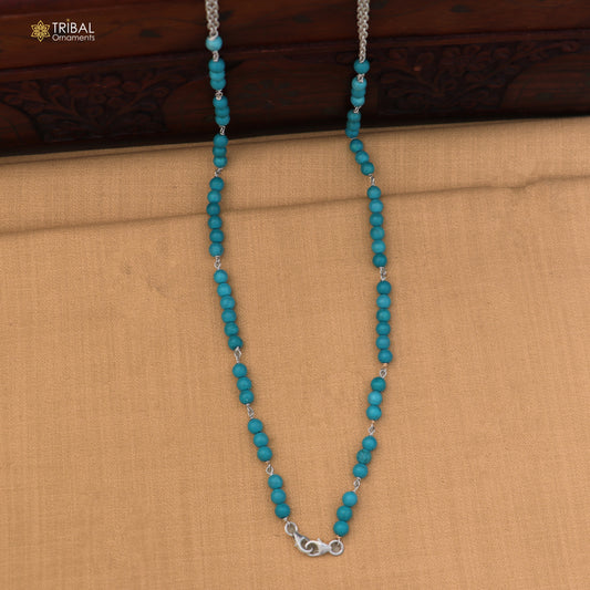 925 sterling silver turquoise stone cuban link chain Women Stylish Sunglass Eyeglass Cord mask chain ch659