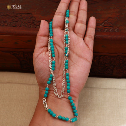 925 sterling silver turquoise stone cuban link chain Women Stylish Sunglass Eyeglass Cord mask chain ch659