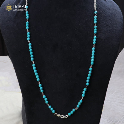 925 sterling silver turquoise stone cuban link chain Women Stylish Sunglass Eyeglass Cord mask chain ch659