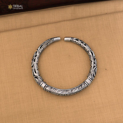 925 Sterling silver chitai work "MAHAKAL"shiva mantra bracelet kada unisex tribal ethnic jewelry nsk970