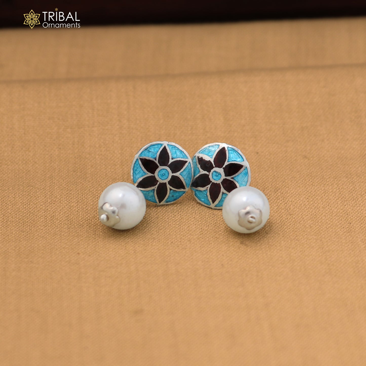 92.5 sterling silver gorgeous minakari design pearl jhumka earring stylish jewelry er310
