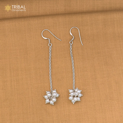 92.5 sterling silver pearl bunch hanging earring jumka jewelry er314
