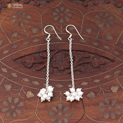 92.5 sterling silver pearl bunch hanging earring jumka jewelry er314