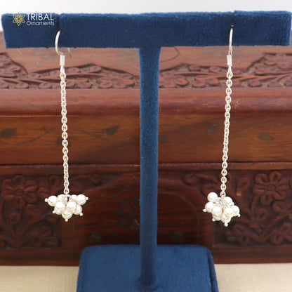 92.5 sterling silver pearl bunch hanging earring jumka jewelry er314