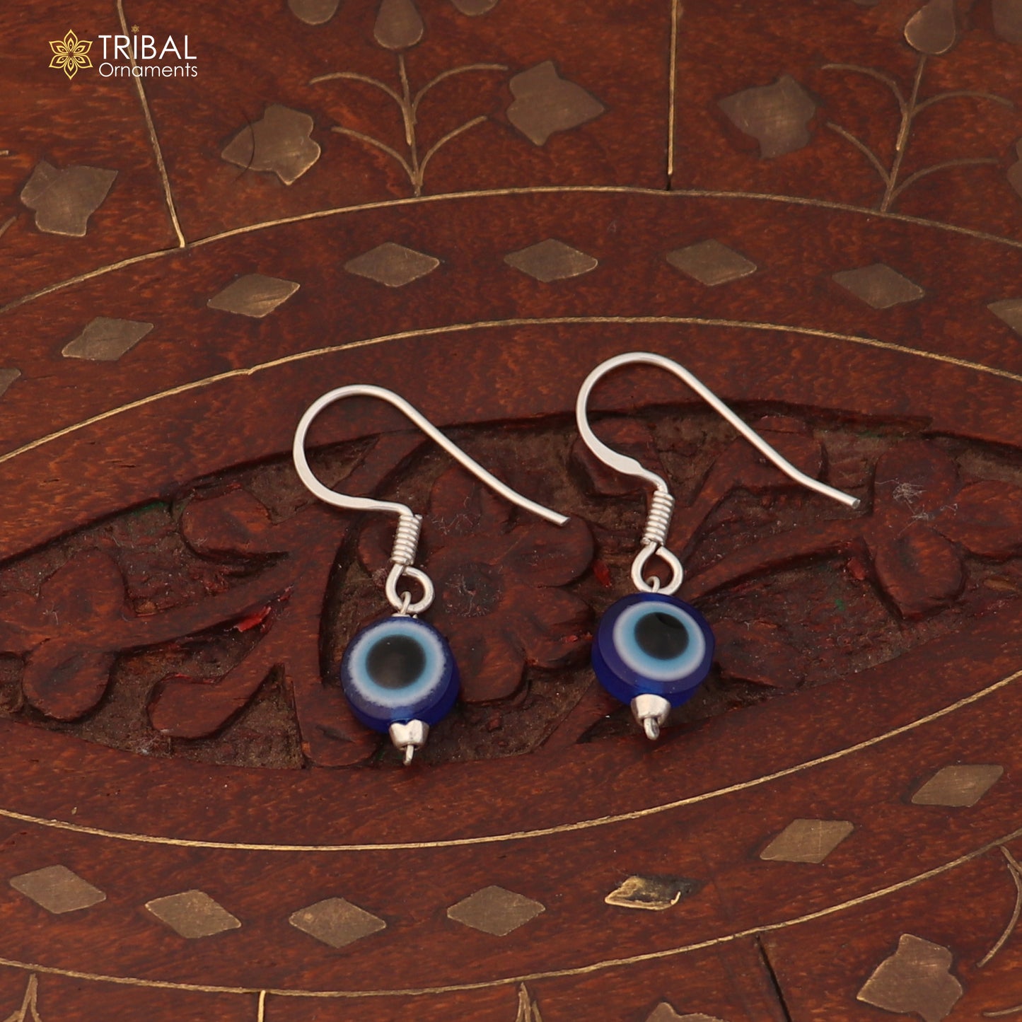 92.5 sterling silver evil eye hoop earring drop dangle jewelry er311