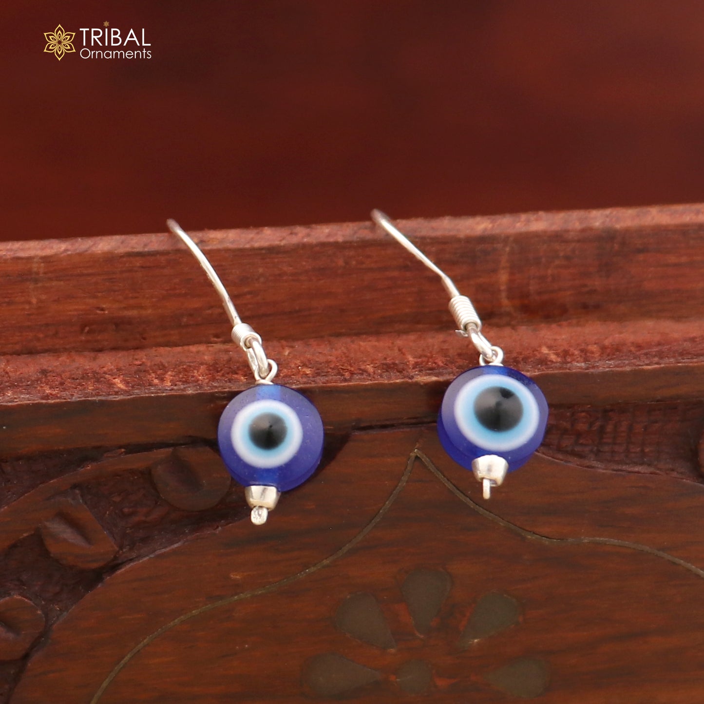 92.5 sterling silver evil eye hoop earring drop dangle jewelry er311