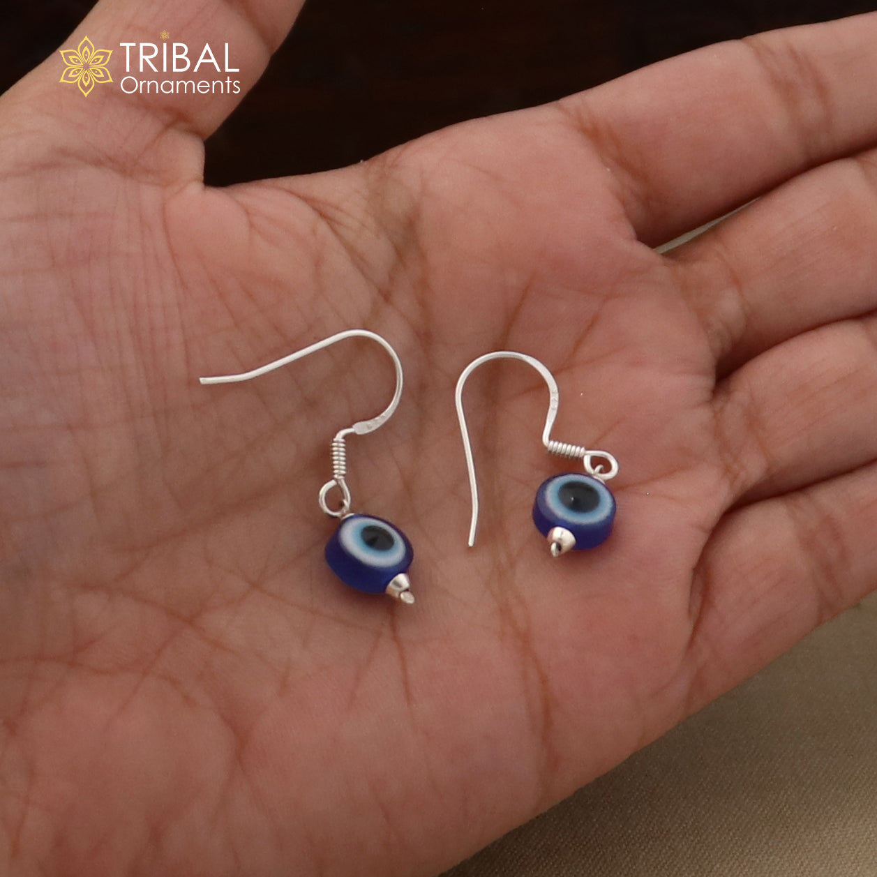 92.5 sterling silver evil eye hoop earring drop dangle jewelry er311
