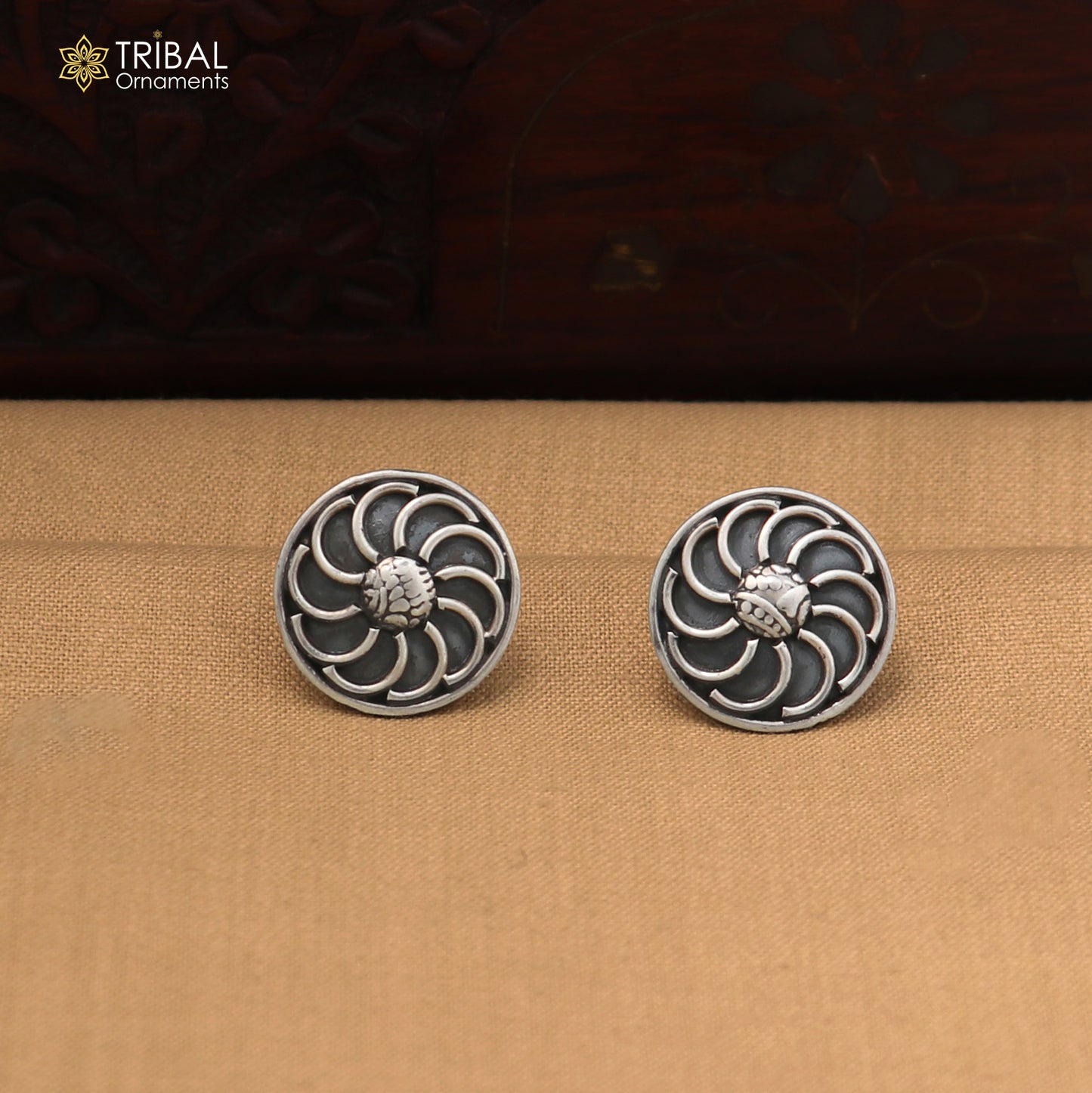 92.5 sterling silver Armenian Eternity Sign Stud earring jewelry er312