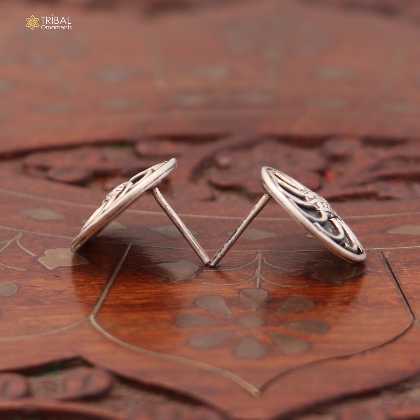 92.5 sterling silver Armenian Eternity Sign Stud earring jewelry er312