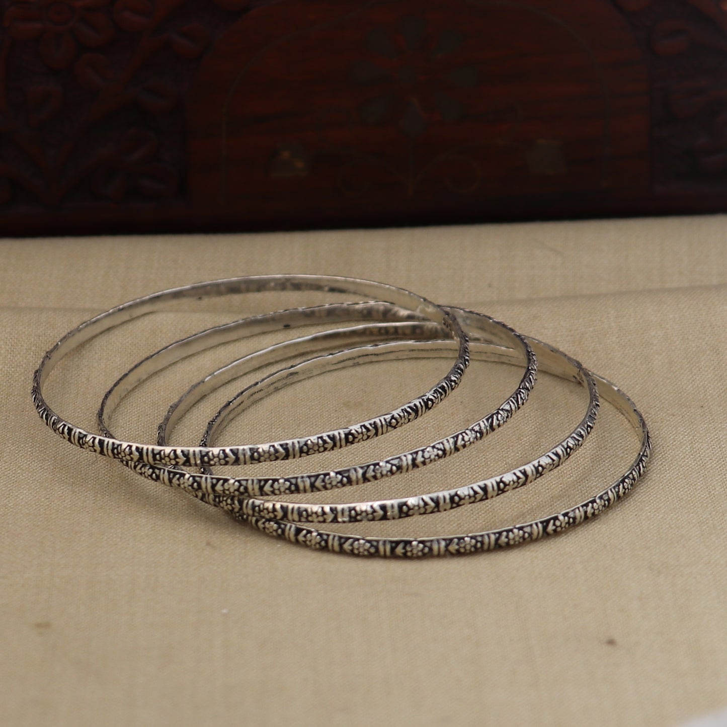 925 Sterling silver vintage design bangle kada tribal oxidized jewelry ba460
