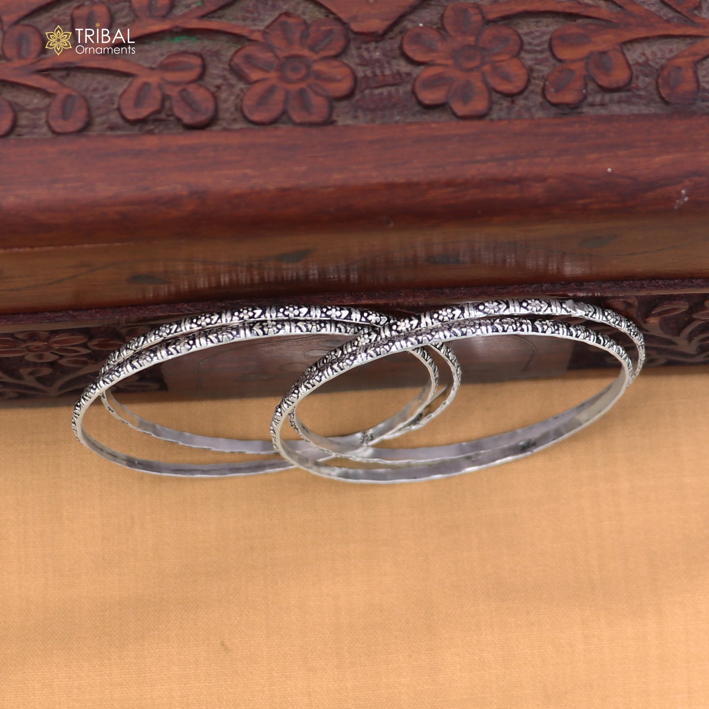 925 Sterling silver vintage design bangle kada tribal oxidized jewelry ba460