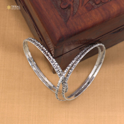 925 Sterling silver vintage design bangle kada tribal oxidized jewelry ba460